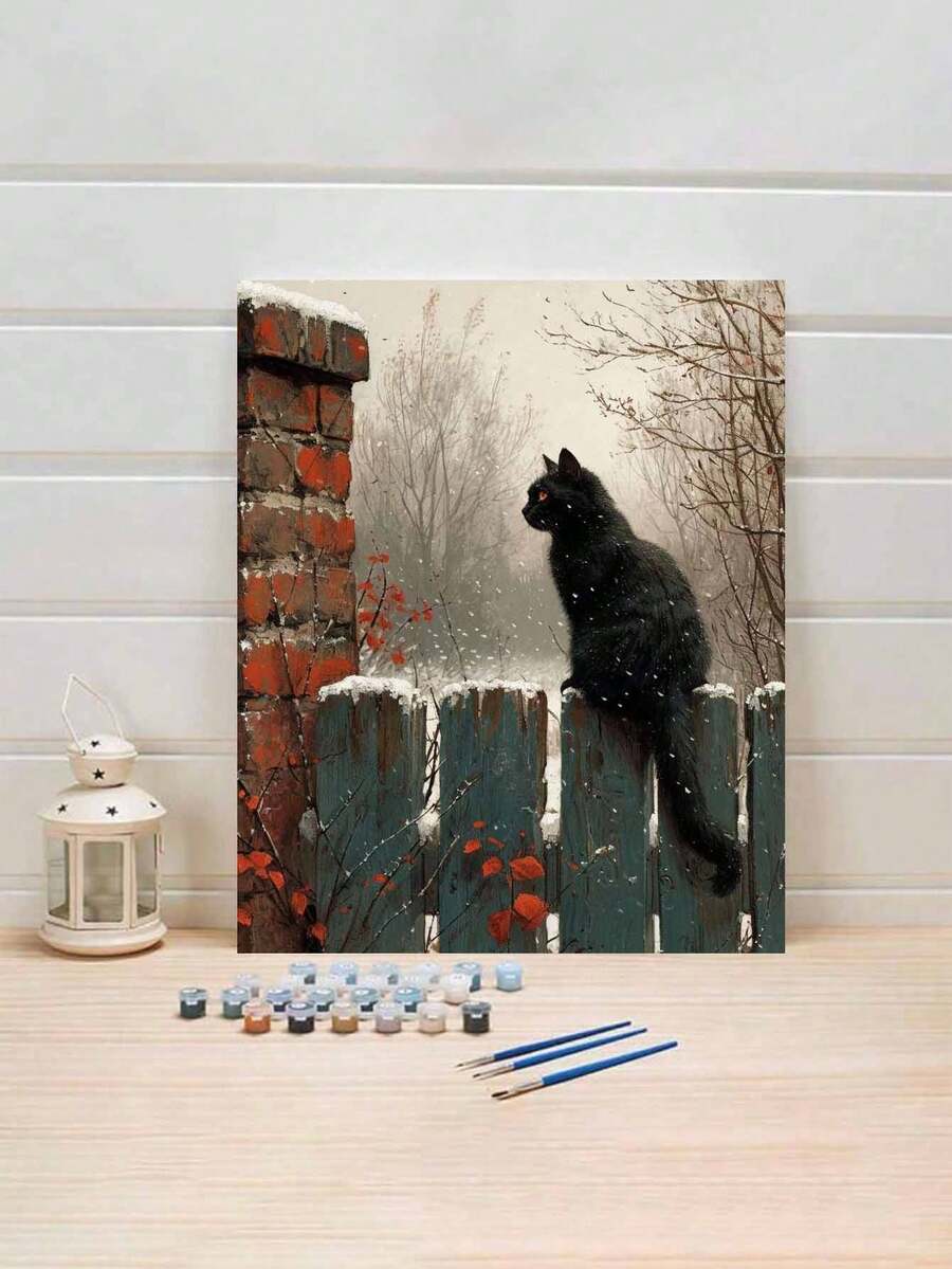 1 套 40*50 厘米 DIY 数字绘画套装，黑猫艺术个性化油画套装，适用于卧室装饰和艺术墙面装饰，简单有趣的绘画方法，无需绘画基础，实现您的画家梦想，沉浸在色彩缤纷的世界中，每一笔都是自我表达，为生活增添浪漫，送给家人和朋友的最佳礼物