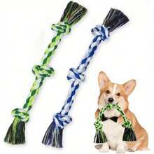 Juguete de cuerda para perros, juguete de masticar duradero para perros pequeños y medianos, 3 nudos, juguete de tirón de 100 piezas, mantiene a los perros entretenidos y limpia los dientes - Multicolor - Ver 1