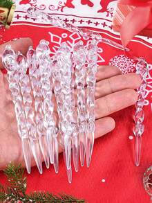 12 buc decorațiuni de brad de Crăciun, acrilice transparente, țurțuri de Crăciun, ornamente agățate pentru Crăciun, Anul Nou, sărbători, nuntă, petrecere de iarnă, decor