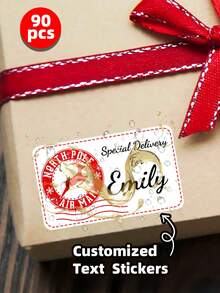 1-180 Stücke personalisierte Weihnachts-Adressaufkleber, anpassbare Aufkleber, personalisierte Cartoon-Wandaufkleber für Räume, Namens-Wandaufkleber für Heimdekoration, PVC-Wandkunst Tapete, Heimdekoration, multifunktional, anpassbar