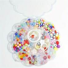 三件套13格花盒珠，浅蓝色系列亚克力风铃花和圆珠可做成手链系列手机挂件 - 混色 - 查看 5