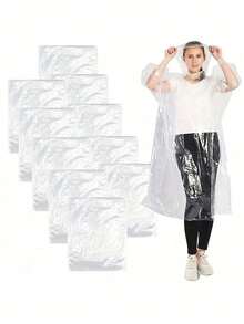 Disposable Pocket Raincoat, Disposable Thickened Raincoat With Windproof Hood, Portable Waterproof Rain Poncho, Suitable For Travel And Outdoor Activities - Transparent Disposable Storage Bag, Suitable For School Use, Can Be Used As Learning Supplies. - Multicolor - View 8