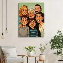 1 buc. Fotografie personalizată în portret de desene animate - Cadou personalizat pentru familie și prieteni - Imprimeu pe pânză înrămat/neînrămat - Decor modern pentru casă - Încarcă fotografia ta - Decorațiune pentru sufragerie, dormitor, birou - Cadou memorabil pentru ziua de naștere, aniversare - Artă murală personalizată de înaltă calitate, artă în stil desene animate, ilustrație vibrantă, design, material durabil