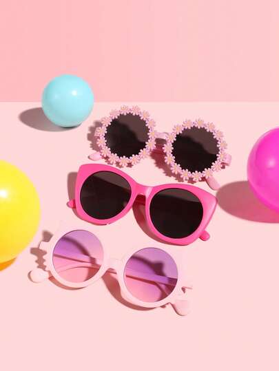 3 szt. dziewczęce okulary korekcyjne w kolorze dopaminy w wieku 9-14 lat, z uroczą oprawką w kształcie kocich uszu i oprawką w kwiaty, modne dodatki na rok 2000 i codzienny wystrój