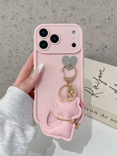 可爱流苏猫咪设计手机壳，适用于 Apple 17/17 Air/17 Pro/17 Pro Max，全身镜头保护，防震防刮，适合 16-11/Pro/Pro Max/Plus、S20-S25/FE/Plus/Ultra，粉色/玫红色，适合女性摄影装饰