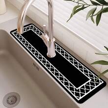 1pc Rubber Faucet Absorbent Pad, Bathroom Faucet Splash Pad, Mudguard, Moisture-Proof And Non-Slip Faucet Pad, Kitchen Countertop Accessories. Protect Your Kitchen Countertop. - Multicolor - View 12