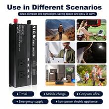 Pure Sine Power Inverter 16000W 6000W 5000W DC 12V To AC 110V Converter Digital 5000W/6000W Car Power Inverter DC 12V To AC 110V Pure Sine Wave Solar Converter LCD - Svart - Visa 3