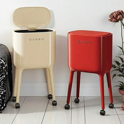 No Bending Kitchen Trash Can, Luxury High-End Large Capacity Mobile Garbage Bin For Home & Living Room