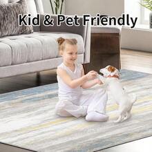 Area Rug Modern Abstract Design Short Pile Carpet NonSlip Backing Perfect For Living Room And Bedroom Machine Washable Rugs Soft And Comfortable For Indoor Use (Bluegrey 200*300cm