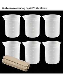 2pcs/5pcs/6pcs Silicone Measuring Cup, 100ml Silicone Cup Resin Non-Stick Mixing Cup Resin Measuring Cup Tool, Accurate Calibration, Resin DIY Process - White - View 12