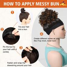 缠绕式抽绳合成凌乱发髻波浪卷发发髻发片女式弹性圣诞节 - 彩色 - 查看 7