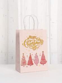 8pcs Christmas Gift Bags, Bulk Pink Paper Bags With Handle Birthday Bags, Paper Present Bag For Party Birthday Wrapping Xmas Holiday Presents, Room Decor, Home Decor, Offices Decor, Theme Party Decor, Christmas Decor, Christmas Gift Bags Christmas Decorations Winter