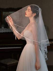 1pc Elegant Butterfly Veil Headpiece, French Retro Style, Suitable For Medium-Long Hair Brides, Wedding Dress Accessories