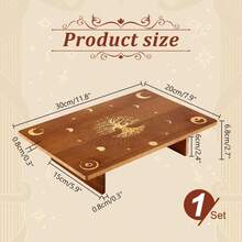 Altar Table, 11.8x7.8inch Wooden Meditation Altar Wiccan Alter Table Buddhist Shrine Moon Phase The Tree Of Life Pattrns Engraved Table For Room Decor Wiccan Supplies