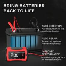 16-Amp 24V/12V/6V Portable Car Battery Charger,Smart LiFePO4 Lithium Lead-Acid Battery Charger,Trickle Charger,Maintainer W/Temperature Compensation For Motorcycles Boats ATVs Lawn Mowers - 12V/24V - Xem 10