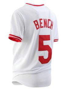 Men's Embroidered Baseball Jacket, 5 White Casual Short Sleeve V-Neck Button T-Shirt, Party & Sports Wear Fall - White - View 2