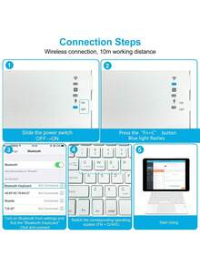 AKKHOO Wireless Keyboard, Rechargeable, Touchpad, Mini Keyboard With IPad Touch, Compatible With IPad Tablets - Pink - View 8