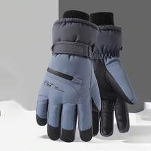 Skihandschuhe zum Skifahren, Snowboarden und Autofahren, Herren Winter Ski Schneehandschuhe wasserdichte, warme und rutschfeste Touchscreen-Handschuhe mit Reißverschluss - Blau - Übersicht 6