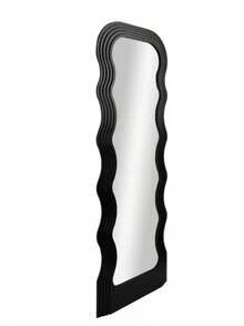Floor Mirror With Stand, Full Length Irregular Wavy Mirror, Black Wavy Mirror
