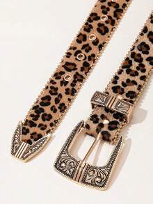 1 peça cinto largo estilo boêmio casual punk com estampa de leopardo marrom, vintage,, acessório de moda para saias, jeans, calças casuais, adequado para o dia a dia, streetwear, encontros, festas, outono/inverno