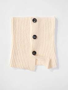 1pc Winter Warm Knitted Collar Scarf Women Korean Thicken High Neck Wraps Solid Color Button Woolen Fake Collar Pullover Shawl