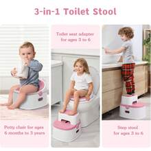 3-In-1 Toddler Potty Training Toilet Seat, Adjustable, Foldable Potty Chair Adapter With Ergonomic Design And Space-Saving Structure For Kids, Boys And Girls - Hồng - Xem 2