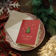 3D Pop Up Card 2Pcs/1Set(1Pc 3D Card+1Pc 2D Memo Card) With 3D Snowman Pink Christmas Trees Flower, Xmas Tree Pop Up Foldable 3D Gift Box With Envelope,Christmas Ornaments Christmas Gifts For Women Funny Gifts