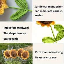 1/2/3 Stücke handgefertigte gehäkelte Sonnenblumen Garn Blumen - realistische gewebte Blumendekoration, geeignet für DIY Sträuße, Hochzeits- und Partydekorationen, romantische Geschenke zum Geburtstag, Jahrestag, Valentinstag, Lehrertag - Süß Akzente für den Schreibtisch Zuhause, perfekt für Weihnachts- und Feiertagsfeiern, ideales Geschenk für Freunde und Familie - Verschiedenfarbig - Übersicht 6