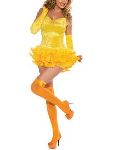 Women's Classic Beauty Fairytale Princess Mini Dress Gown, Beauty Costume For Women, Girl Princess Belle Dress Up Ball Gown, Halloween Costume Adult - 黃色 - 查看 1