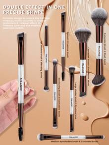 MAANGE 7Pcs/8Pcs Professional Facial Double-Ended Makeup Brush Set ,Comes With Makeup Bag,Bevel&Taper Foundation Brush Contour Brush Blush Brush Powder Brush Eyeshadow Brush Concealer Brush Highlight Brush Smudge Brush,Makeup Tools With Soft Fiber For Easy To Carrying,Set For Travel,Gift For Women&Girls