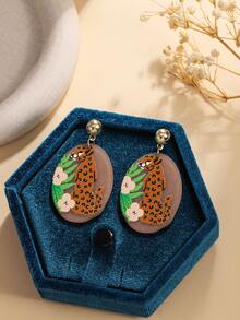 一对波西米亚风亚克力几何长耳环，送给朋友的精致小礼物 - 幾何圖案耳飾 - 查看 2