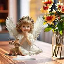 1 pièce Statue d'ange bohème aux ailes élégantes - Statue de prière en acrylique, symbolisant la paix et l'amour, convient pour la maison, le bureau, le café, la chambre à coucher et autres fins décoratives