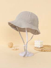 1pc Infant/Toddler Unisex Cute Solid Color Bucket Hat, Suitable For 3-12M, Spring/Summer, Reversible Sun Ion Hat For Baby Girls