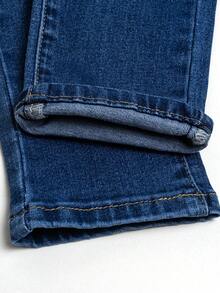 男童时尚做旧水洗弹力棉质紧身休闲牛仔裤 - 深色水洗藍 - 查看 8