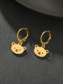 1 Par de Brincos Pingente de Animal em Aço Inoxidável - Borboleta, Libélula, Urso, Elefante, Espinha de Peixe, Cobra, Abelha, Macaco, Peixe - Adequado para Família, Amigos, Uso Diário, Presente