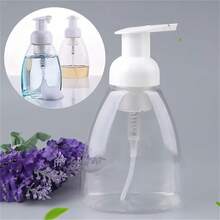 1 pieza Botella con bomba espumosa para el cabello, para solución de peinado permanente - Dispensador de presión lateral conveniente, envase de plástico recargable para tratamientos de salón, botella de espuma para permanente en frío, diseño ergonómico de la botella | Mecanismo de bomba duradero | Solución de cuidado del cabello sin fragancia, artículos esenciales para el cuidado del cabello