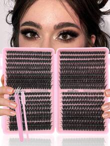 640 Stücke D-Curl Wimpernverlängerungs-Set, 10D 20D 30D 40D 50D 60D 80D 100D 120D 150D 8-16mm DIY Einzelne Falsche Wimpern, 3D Nerz Wimpern Russisches Volumen Dramatische Unordentliche Wimpern für Make-up, Cosplay, Full Glam und Alltag, tragbar für täglichen Gebrauch oder Ausflüge