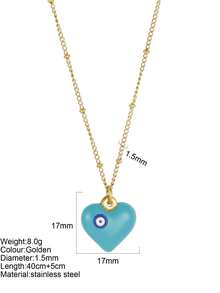 1pc Y2K Stainless Steel Multi-Color Heart & Eye Pendant Necklace For Women, Suitable For Christmas, Thanksgiving, Autumn/Winter Daily Wear, Great Gift