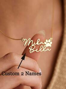 Personalized Double Letter English Necklace, Personalized Stainless Steel Necklace, Custom Letter Pendant Necklace, Minimalist Style Couples Necklace, Handmade, Birthday Gift, Christmas Gift, Valentine's Day Gift, For Girlfriend And Boyfriend - Multicolor 2 - View 2