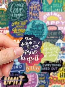 50 piezas Serie de pegatinas con citas inspiradoras - Pegatinas de vinilo resistentes al agua con texto motivador y diseño estético para botellas de agua, portátiles y libros, fáciles de aplicar, removibles y duraderas