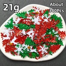 11/21g Christmas Themed Glitter Mix - Approx. 180/340 Pieces Of Shiny Christmas Tree, Snowflake, Letter, Reindeer, Star Shapes - Suitable For Arts, Hair, Makeup And Nails - Holiday Decoration - Plastic Material - Multicolor - View 9