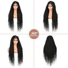 全蕾丝编织假发，波西米亚风卷发，方形无结辫编织假发，女士适用，32 英寸合成蕾丝前编织假发，带婴儿发辫，玉米辫假发，日常使用 - 彩色 - 查看 8