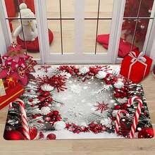 Christmas Theme Rug - Snowy Holiday Design, Washable & Stain Resistant, Soft Flannel With Non-Slip Memory Foam Backing, Suitable For Living Room, Bedroom, Entryway, Ideal For Christmas, Winter, Autumn Kitchen Rug Bathroom Decor - Multicolor - View 4
