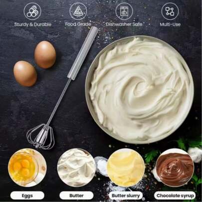 1 pezzo Frullatore manuale multifunzionale, funzionamento manuale senza batterie, adatto per cottura e pasticceria, regalo per la mamma, sbattitore manuale in acciaio per uova, frusta a mano per panna, pastella e uova, utensile da cucina antiruggine