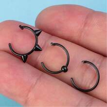 4 أزواج من خواتم الشفاه الزائفة من الفولاذ المقاوم للصدأ للنساء والرجال، خواتم أسنان المصاص، خواتم شفاه قابلة للتعديل بدون ثقب، أقراط أذن بدون ثقب، مجوهرات خاتم الأنف الزائف