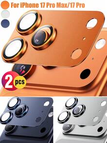 ZYONS 2pcs Camera Lens Protector For IPhone 17 Pro Max - Premium 9H Tempered Glass, Strong Adhesive | Compatible With Phone Cases | Anti-Scratch, Anti-Fingerprint, Anti-Dust | Full Coverage Protection Against Scratches And Impacts | High Transparency Lens Cover, Maintains Original Photo Quality | Ideal Halloween Gift For Family, Friends And Mobile Photography Enthusiasts, Available In Cosmic Orange/Silver/Blue - Multicolor - View 1