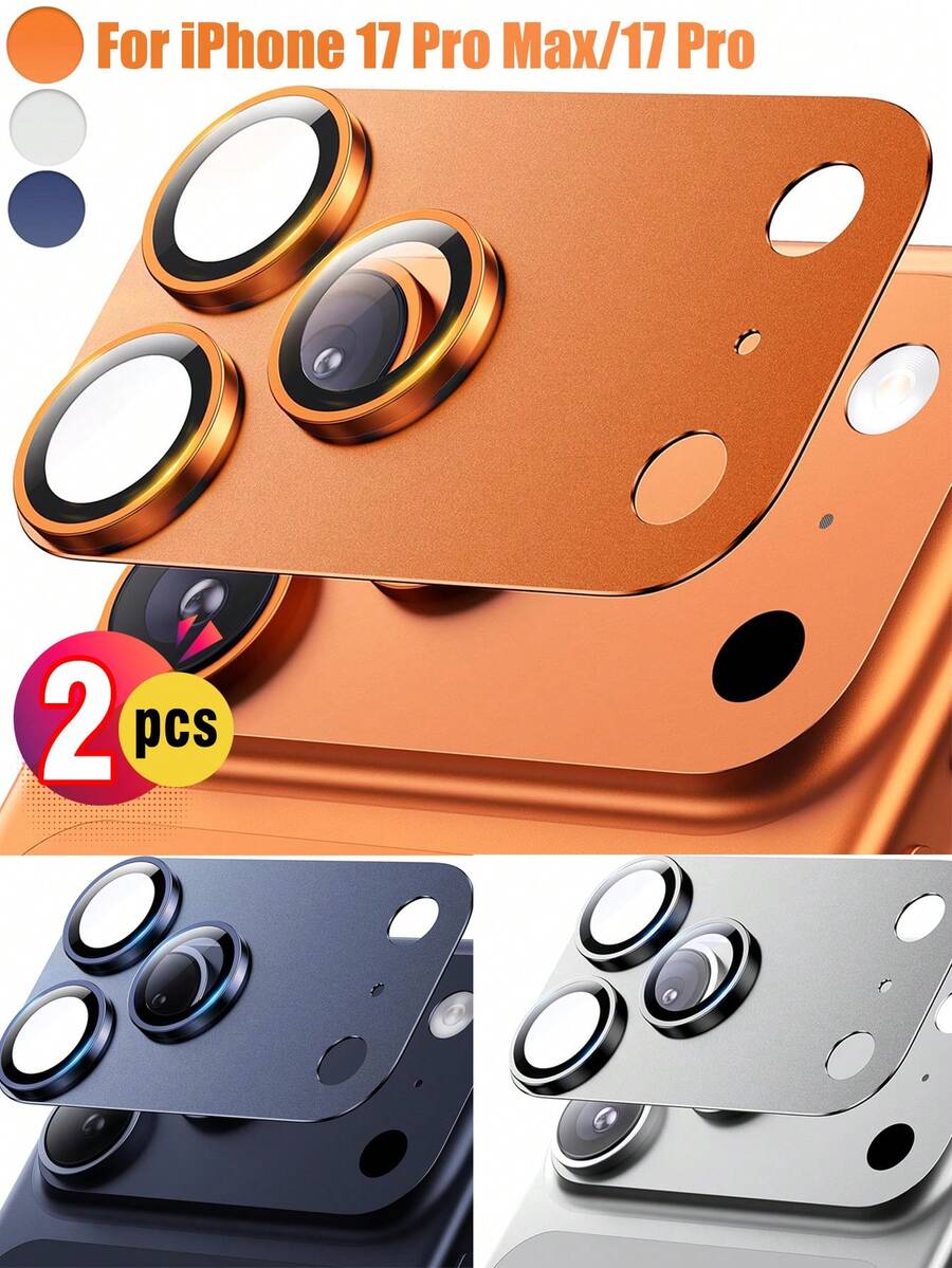 ZYONS 2pcs Camera Lens Protector For IPhone 17 Pro Max - Premium 9H Tempered Glass, Strong Adhesive | Compatible With Phone Cases | Anti-Scratch, Anti-Fingerprint, Anti-Dust | Full Coverage Protection Against Scratches And Impacts | High Transparency Lens Cover, Maintains Original Photo Quality | Ideal Halloween Gift For Family, Friends And Mobile Photography Enthusiasts, Available In Cosmic Orange/Silver/Blue - Multicolor - View 1