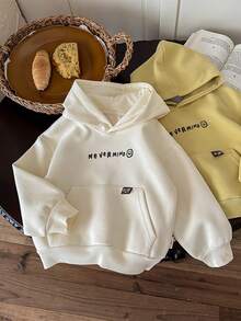 New Boys' Casual Hooded Letter Print Sweatshirt, Autumn - Beige - View 5