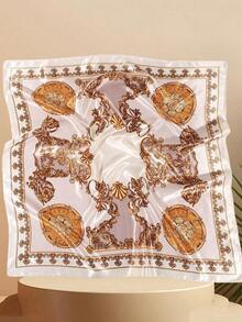 1pc Women's Spring/Summer Fashion Blue Sailboat Printed Silk Scarf, Versatile Headband, Hairband, And Bandana, Stylish Neck Wrap, Ideal For Dressing Up Your Look, Casual Or Chic Outfits, Perfect Accessory For Daily Wear And Vacation - 杏色 - 查看 7