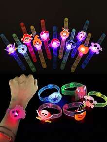 24pcs-LED All Saints' Day Light Up Bracelets, Light-Up Watch Strap Flashing Wristband Ornament Bracelet, Gift Bag Stuffing Birthday ,Graduation,Wedding,Party,Birthday,Party Decorations,Glow In The Dark,Party Bag Fillers Toys,Holiday Accessories,Party Favours,Outdoor Games,Glowing Party Supplies,Halloween Decorations(Random Style)